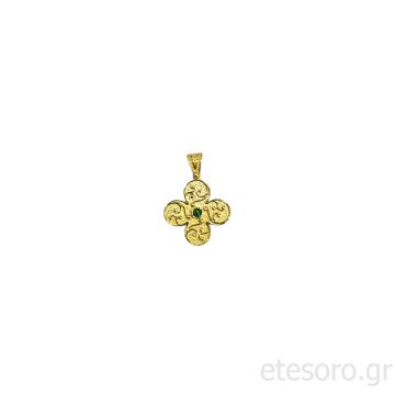 14K Χρυσός Βυζαντινός Σταυρός Με Ζιργκόν